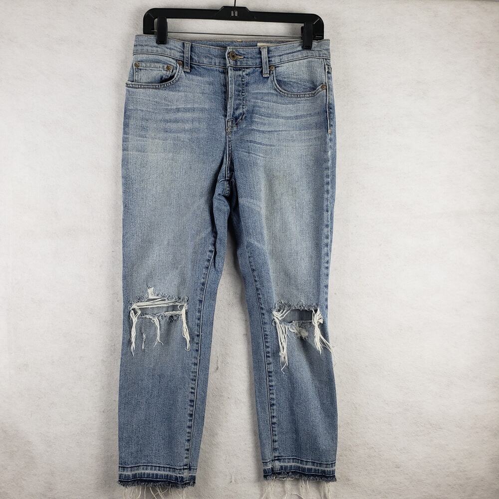 Pistola Womens 28 Charlie High Rise Classic Straight Jeans Light Wash Distressed